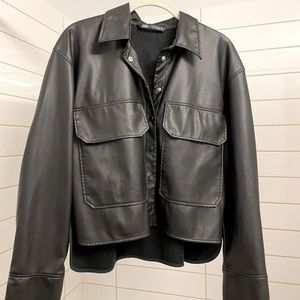 Zara leather shirt jacket